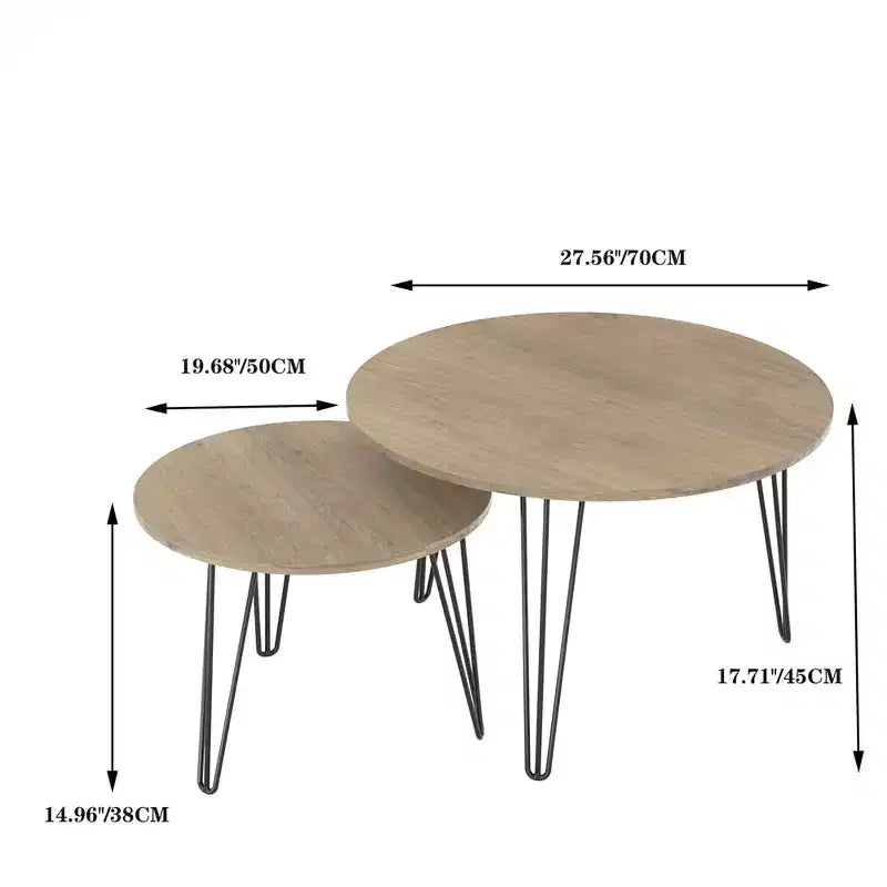 Tavolino da caffè rotondo impilabile, piano in finto marmo da 70 cm con struttura in metallo, tavolini laterali in legno per soggiorno