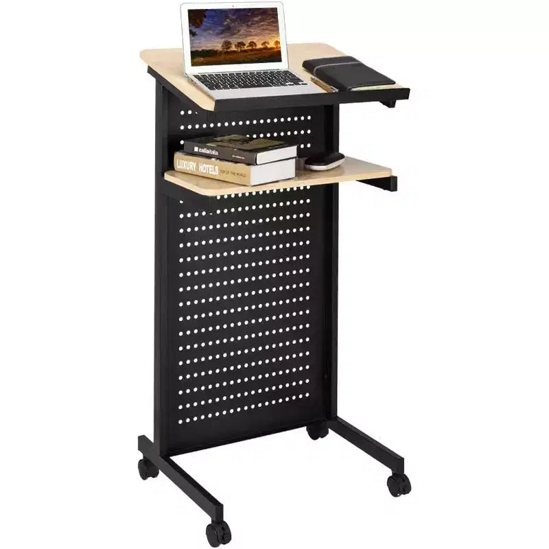 Leggio da podio mobile, piattaforma portatile per conferenze in aula, scrivania multiuso per laptop con fermabordo