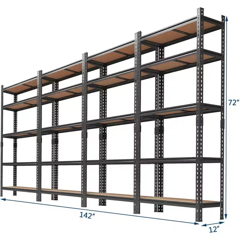 Scaffali portaoggetti, Scaffalatura in metallo a 5 ripiani resistente per garage regolabile 183A x 90L x 30P cm Nera