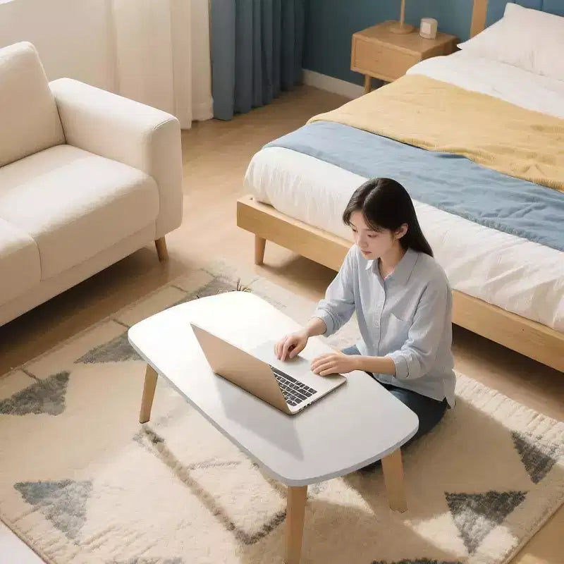 Tavolino Pieghevole in Legno, 100x50 cm, Tavolo Pieghevole per Laptop e Studio per Piccoli Spazi, Scrivania Bassa per Camera da Letto, Ufficio, Appartamento, Dormitorio