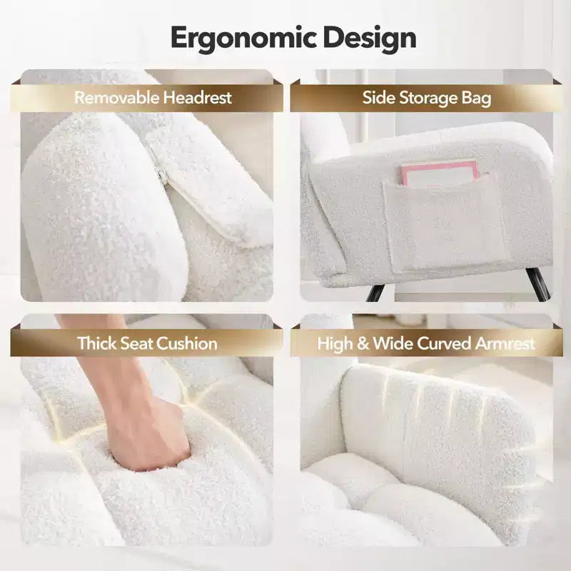 Set di Poltrone a Dondolo Moderne Imbottite con Schienale Alto e Seduta Imbottita per Soggiorno/Camera da Letto