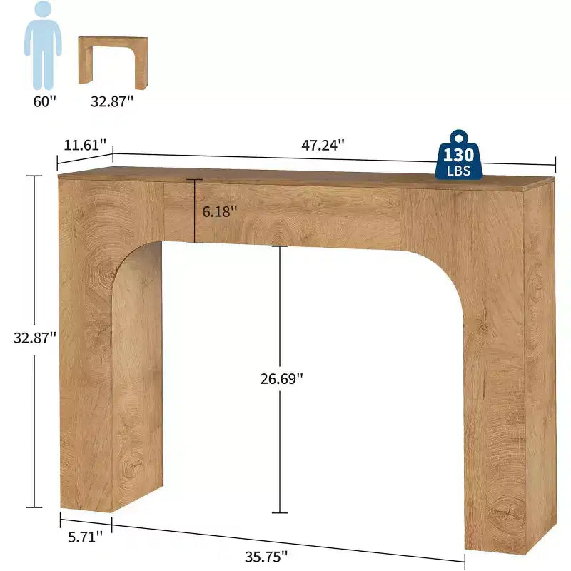 Consolle lunga, tavolo da divano in legno stile rustico per ingresso, corridoio e soggiorno