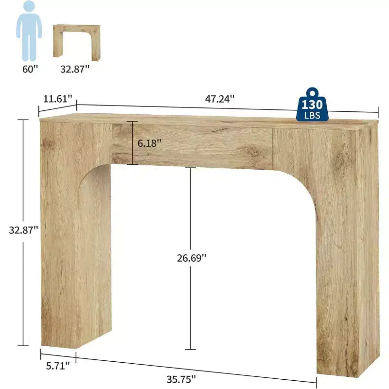Consolle lunga, tavolo da divano in legno stile rustico per ingresso, corridoio e soggiorno