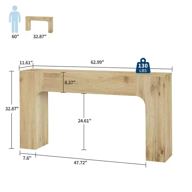 Consolle lunga, tavolo da divano in legno stile rustico per ingresso, corridoio e soggiorno