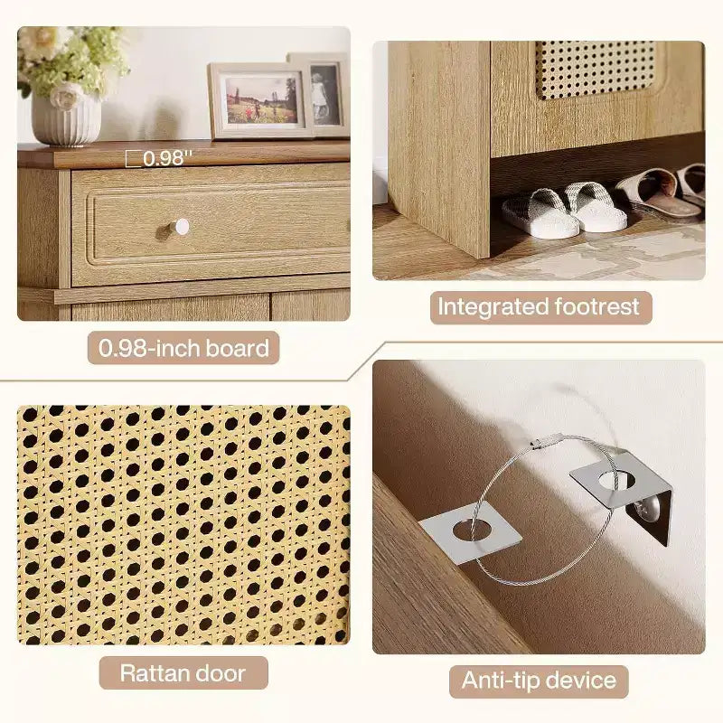 Scarpiera con ante da 110 cm, scarpiera a 6 ripiani con cassetto e ripiani regolabili per ingresso, corridoio, camera da letto