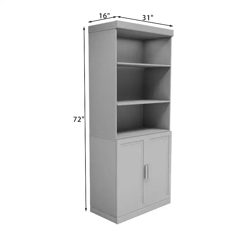 Mobile dispensa da cucina in legno nero da 72" con ripiani regolabili e 2 ante per soggiorno