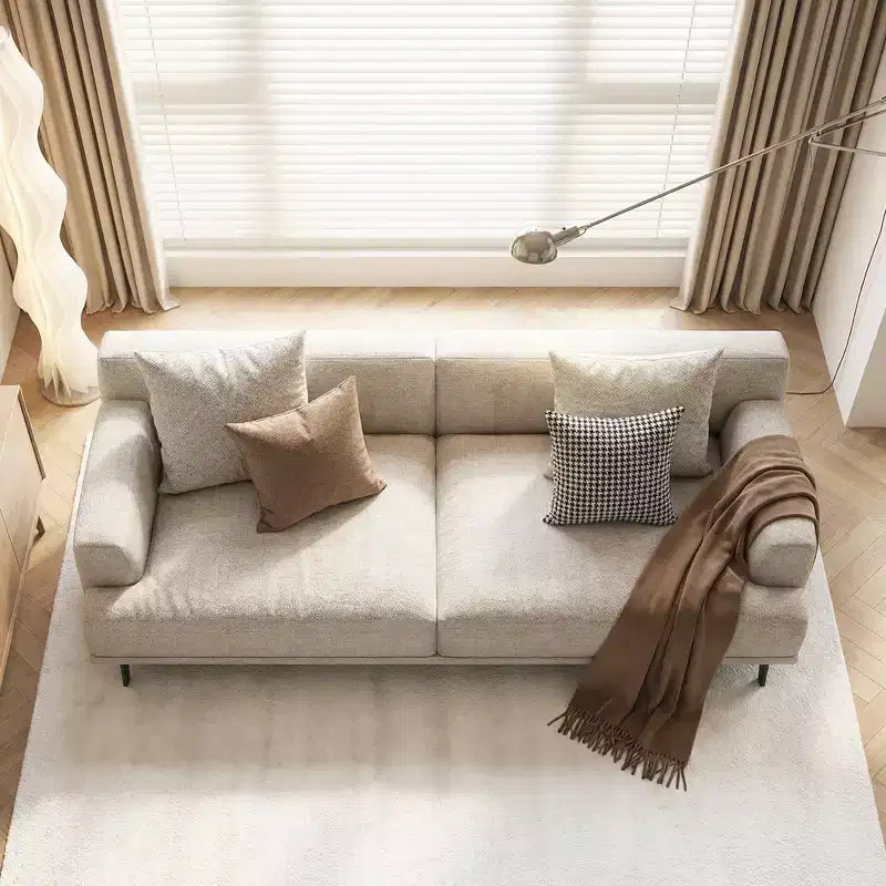 Divano moderno da 110.2 pollici a 4 posti con seduta profonda, 4 cuscini schienale e 2 cuscini decorativi, gambe in metallo, beige per soggiorno