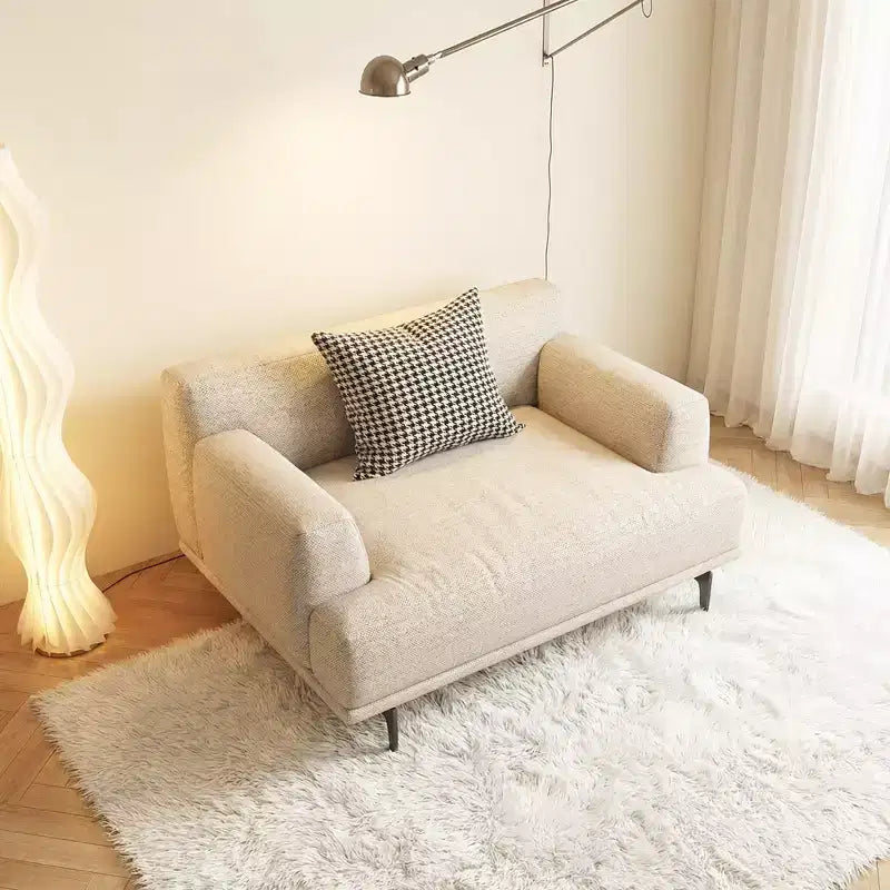 Divano moderno da 110.2 pollici a 4 posti con seduta profonda, 4 cuscini schienale e 2 cuscini decorativi, gambe in metallo, beige per soggiorno