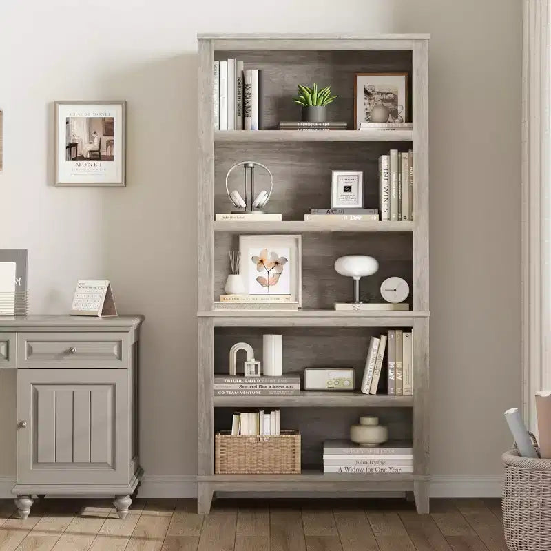 Libreria a 5 ripiani - Scaffale stretto alto 180 cm con ripiani regolabili e gambe in legno, per soggiorno, ufficio, camera da letto