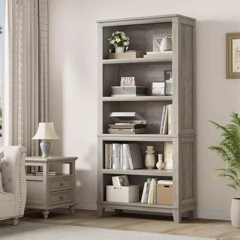 Libreria a 5 ripiani - Scaffale stretto alto 180 cm con ripiani regolabili e gambe in legno, per soggiorno, ufficio, camera da letto