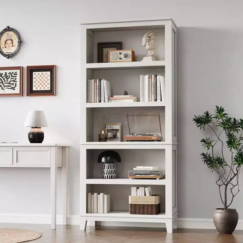 Libreria a 5 ripiani - Scaffale stretto alto 180 cm con ripiani regolabili e gambe in legno, per soggiorno, ufficio, camera da letto