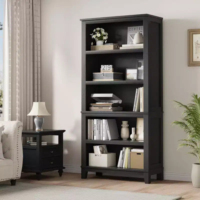 Libreria a 5 ripiani - Scaffale stretto alto 180 cm con ripiani regolabili e gambe in legno, per soggiorno, ufficio, camera da letto