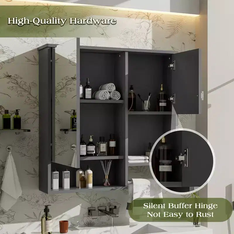 Mobiletto da bagno a muro da 29 pollici, Mobiletto pensile con specchio e portasciugamani, Mobiletto salvaspazio sopra il WC per bagno