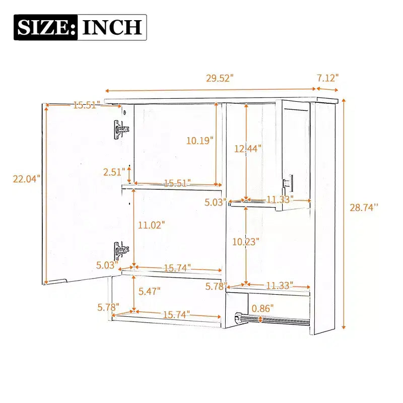 Mobiletto da bagno a muro da 29 pollici, Mobiletto pensile con specchio e portasciugamani, Mobiletto salvaspazio sopra il WC per bagno