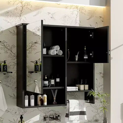 Mobiletto da bagno a muro da 29 pollici, Mobiletto pensile con specchio e portasciugamani, Mobiletto salvaspazio sopra il WC per bagno