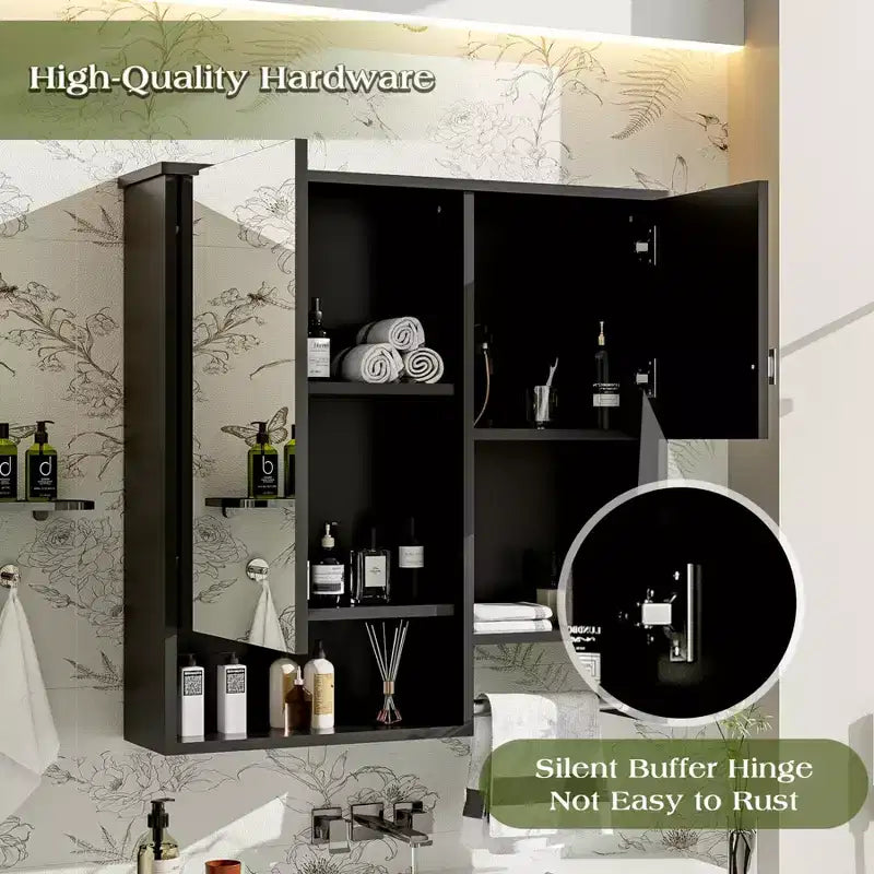 Mobiletto da bagno a muro da 29 pollici, Mobiletto pensile con specchio e portasciugamani, Mobiletto salvaspazio sopra il WC per bagno