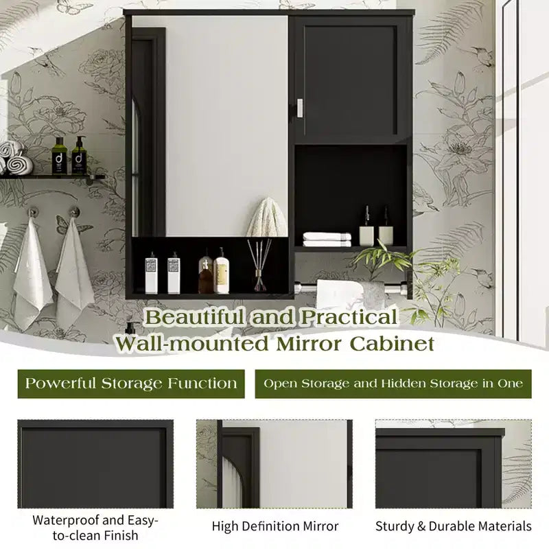 Mobiletto da bagno a muro da 29 pollici, Mobiletto pensile con specchio e portasciugamani, Mobiletto salvaspazio sopra il WC per bagno