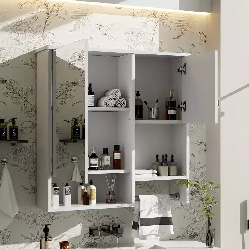 Mobiletto da bagno a muro da 29 pollici, Mobiletto pensile con specchio e portasciugamani, Mobiletto salvaspazio sopra il WC per bagno