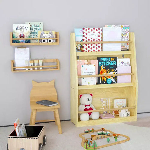 3 Tier Kids Book Shelf,Kids Book Rack, Helps Keep Bedrooms, Playrooms, and Classrooms Organized, Natural