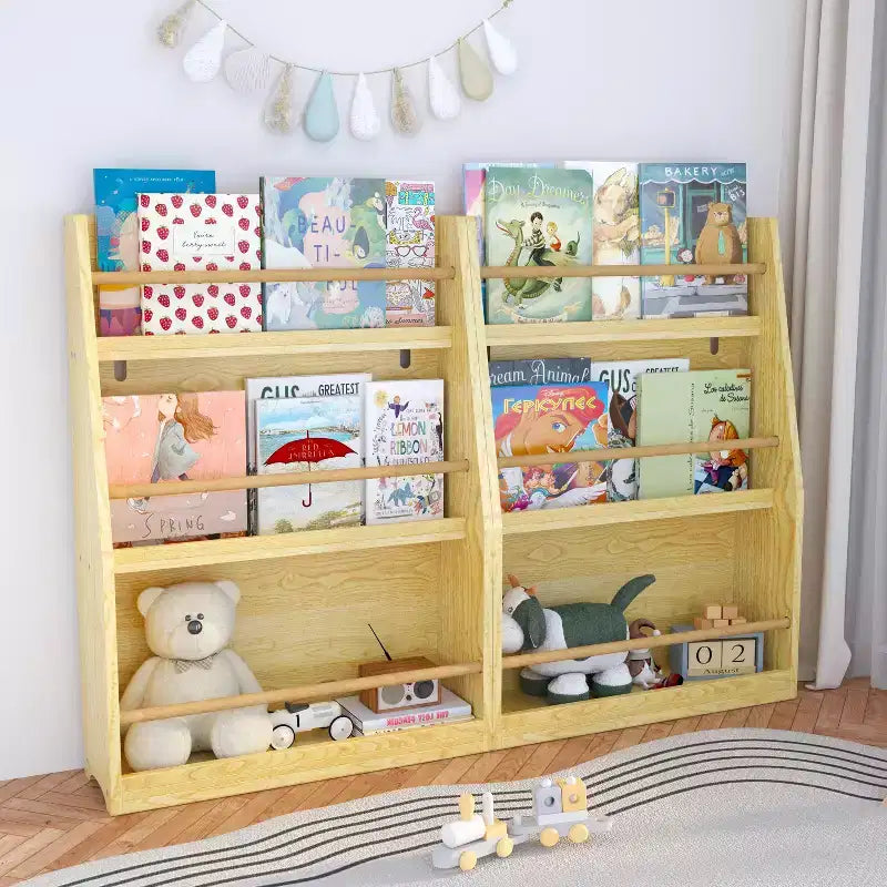 Libreria per bambini a 3 ripiani, porta libri per bambini, aiuta a mantenere in ordine camere da letto, sale giochi e aule, naturale