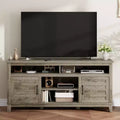 Rustic Farmhouse Media Console with Height-Height-Customizable Shelves & Cabinet Doors, Entertainment Center