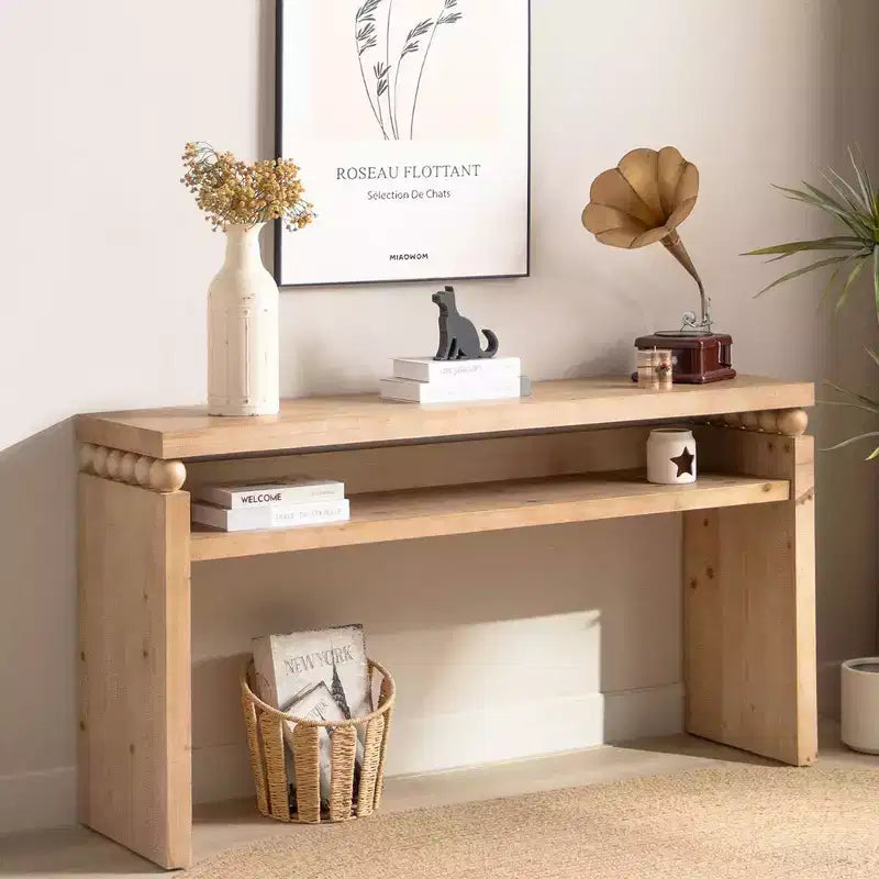 Consolle moderna, Tavolo elegante da ingresso con bordo decorativo perlato, Tavolo da corridoio per soggiorno, Ingresso