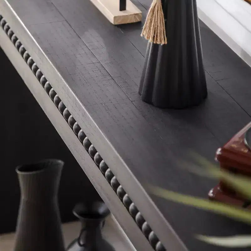 Consolle moderna, Tavolo elegante da ingresso con bordo decorativo perlato, Tavolo da corridoio per soggiorno, Ingresso